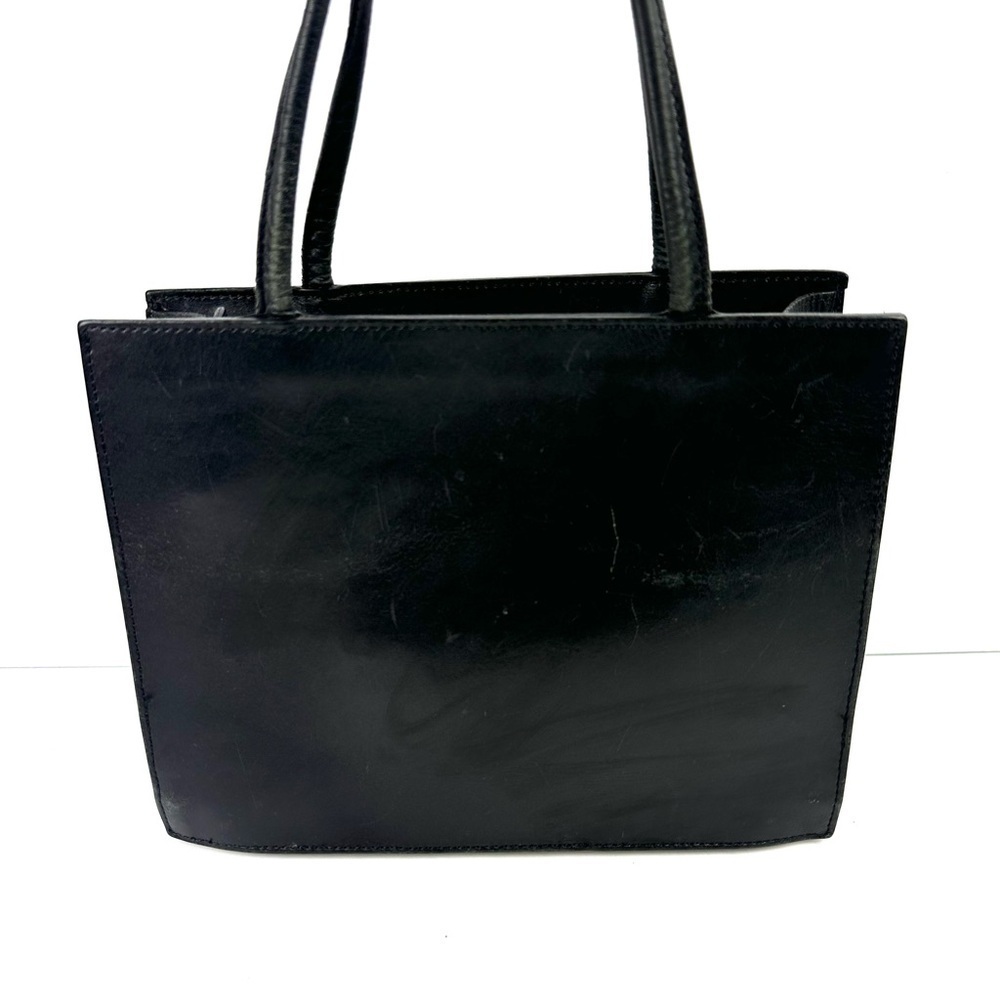 Overland Vintage Handbag Black Leather Double Handles Made In USA Purse - Picture 5 of 12
